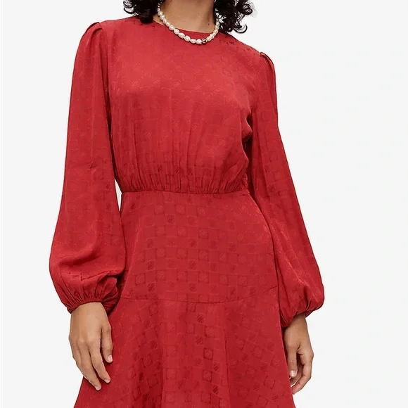 BNWOT Maje Romasy Balloon-Sleeved Flared Jacquard Mini Dress - Picture 2 of 13